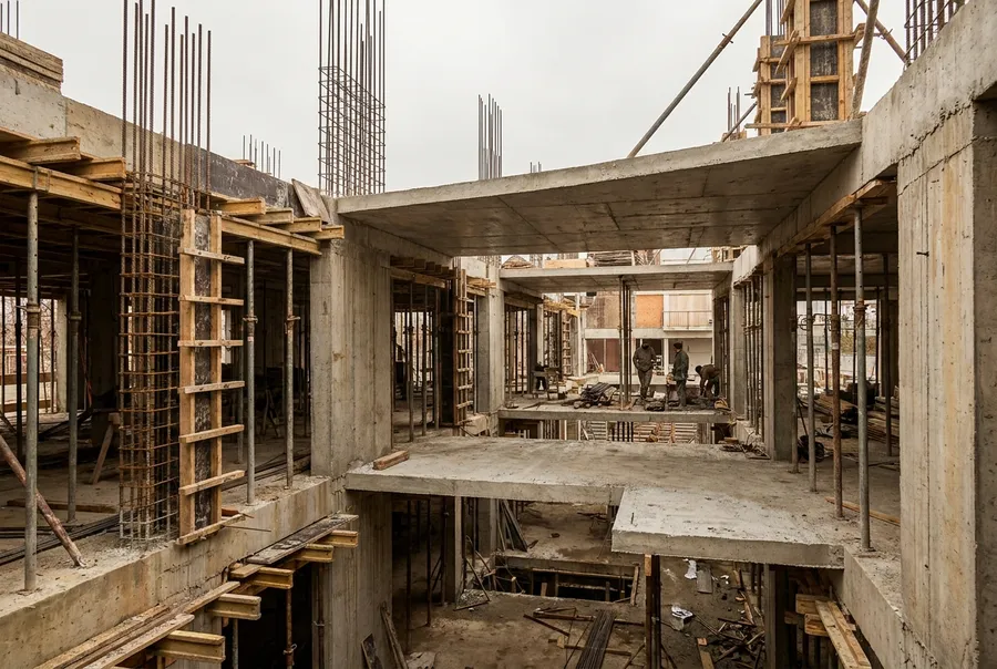 Estrutura e alvenaria de uma obra em fase de tosco